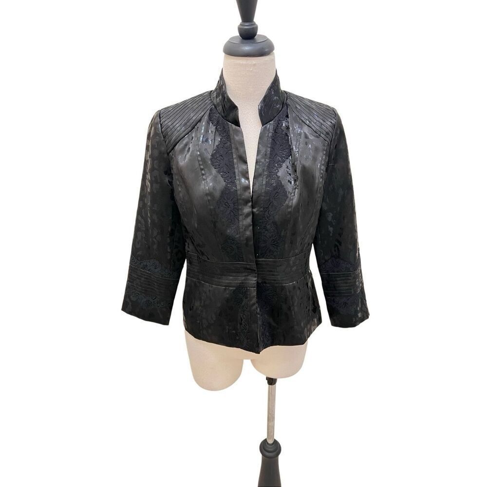 Vintage Alberto Makali Women's Leopard Print Textured Blazer Jacket Black Sz 4